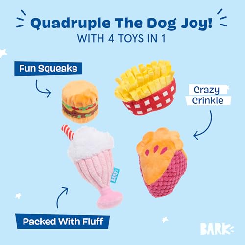 Barkbox Dine & Dash Dog Toy Bundle – Squeaky Dog Toys – Plush Dog Toys – Puppy and Pet Toys for Small Dogs - color: Dine & Dash Bundle