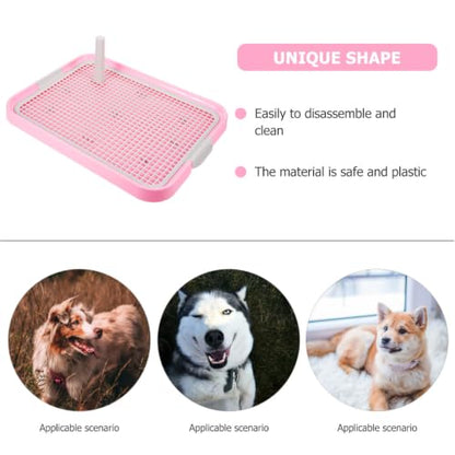 Kisangel Plastic Dog Toilet Potty Tray with Detachable Anti-Slip Mesh, Indoor Puppy Pee Station for Small & Medium Dogs, Pet Toilet for Home Office Kitchen & Bathroom - color: Pink