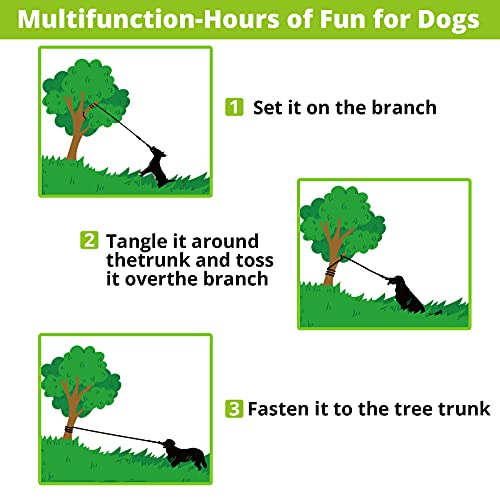 Dog Hanging Bungee Tug Toy: Interactive Tether Tug-of-War for Pitbull Small to Large Dogs to Exercise and Fun Solo Play - Durable Retractable Tugger Dog Rope Toy with 2 Chew Rope Toys - size: X-Large-Yellow-for Single Dog