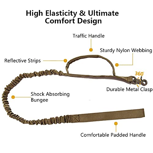 Tactical Dog Collar and Leash Set Adjustable Military Nylon Dog Collar with Control Handle and Heavy Duty Metal Buckle for Large Dogs （Brown S - color: Brown SET(collar+leash), size: Small (Pack of 1)