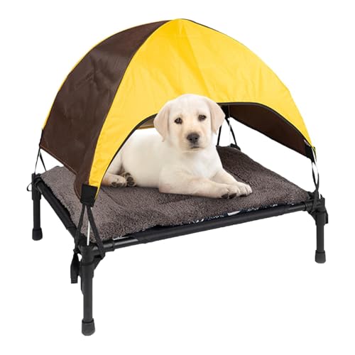 Elevated Dog Bed - Foldable Pet Cot with Canopy, Portable Durable Oxford Fabric Bed, Removable Cover for Camping Beach Trips, Lightweight Travel-Friendly Pet Lounger, Extra Carrying Bag Included - size: Pet camp bed+cushion+ceiling