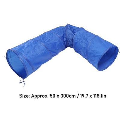 Dog Agility Foldable Tunnel Sturdy Exercise for Dogs Play Training, Portable Blue Pet Agility Tunnel for Outdoor Activities