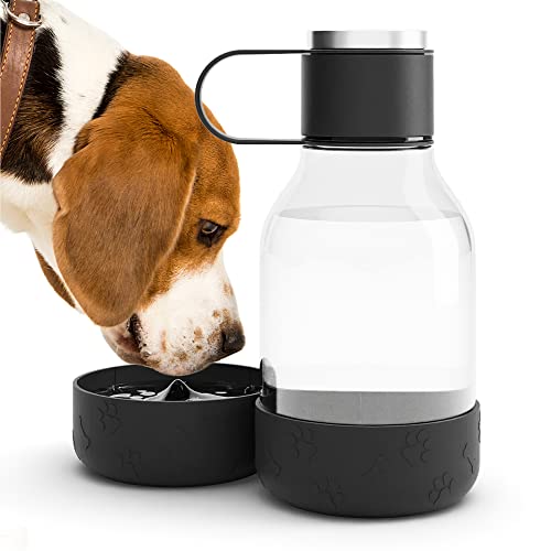 Asobu Buddy Bottle a Stainless Steel Insulated Water Bottle for with Removable Dog Water Bowl and Dog Food and Treat Storage Bowl (Blue, Tritan 50 oz Water Bottle with Bowl) - color: Jumbo mug for dog Black, size: 50 oz