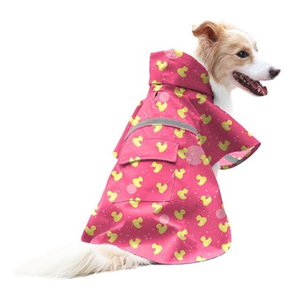 Large Dog Duck Pattern Raincoat Adjustable Pet Water Proof Clothes Lightweight Rain Jacket Poncho Hoodies with Strip Reflective (Peach, 2XL) - color: Peach, size: 2XL