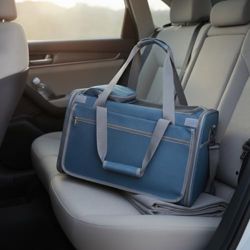 Durable Oxford Cloth Soft-Sided Pet Carrier, Foldable Travel Crate for Cats and Small Dogs up to 15 lbs, Portable Collapsible Bag for Car and Vet Visits