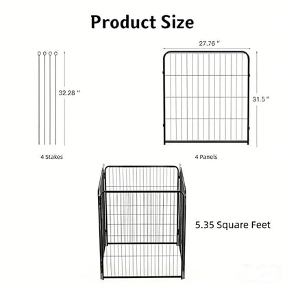 Simple Deluxe Dog Playpen Outdoor Indoor, 32 Inch 4 Panels Dog Fence for Small Dogs Puppy, Perfect Dog Pen for Camping, Yard, RV, Garden Fence, Black - size: 32 Inch 4 Panels