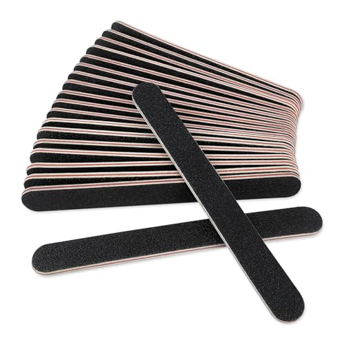 20 Pack 100/180 Grit Nail Files, Black Professional Reusable Emery Boards Nail File, Manicure Tool Suitable for Both Acrylic and Natural Nails