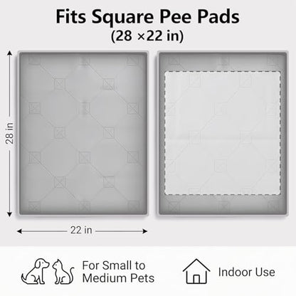 ondware Dog Pee Pad Holder,Silicone Indoor Dog Potty Tray,28x22 in,Gray,Thickened Material,Raised Edge Mat,Completely Leak-Proof, Effectively Protect the Floor, Portable Multi-Use Design. - size: 28x22 in
