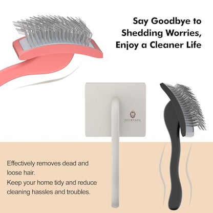 Slicker Brush for Dogs – Professional Long Pin Grooming Brush for Goldendoodles, Poodles & Thick Curly Coats – Gentle Detangling Brush for Matted Long Hair Dogs, Black - color: black