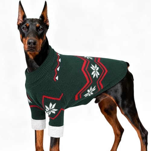 WINGOIN Dog Sweater for Large Dogs, XXXXL Size Dog Christmas Sweaters, Male Female Knit Dogs Turtleneck Pullover with Leash Hole, Pet Warm Winter Clothes for Girl Boy Doberman, Rottweiler (4XL) - size: 4XL: 85-120lbs (Chest:35.4",Neck:23.2",Back:26.8")