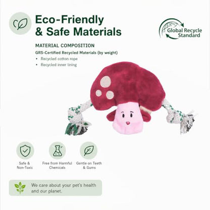 Green Sheep Puppy Plush Dog Toy, No Stuffing Squeaky Toy with Recycled Cotton Rope for Teething, Comfort and Gentle Play, Small Dogs and Puppies, Mushroom - color: Mushroom