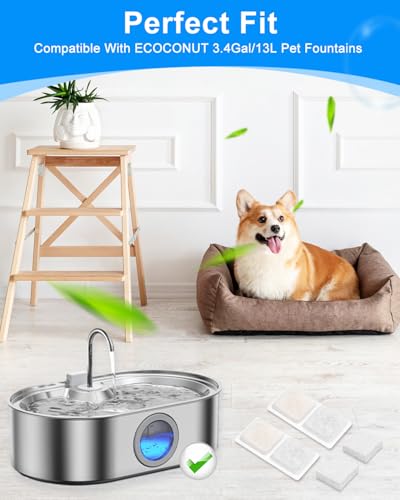 12+12 Pack Dog Water Bowl Filter Replacement for Large Dogs Compatible with 3.4Gal/13L Pet Fountains, Carbon Filters and Sponge Filters for Dog Fountain Water Bowl, Pet Water Filter