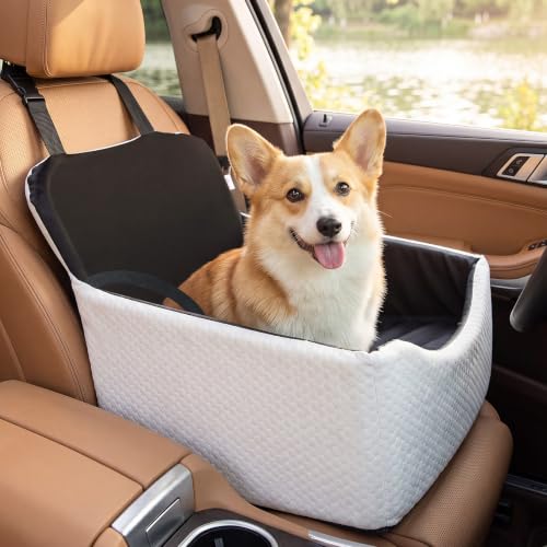 Dog Car Seat for Small/Medium Dogs Up to 35 lbs, 5in Booster Car Seat Cushion, Fully Detachable and Washable, with Safety Belt and Anti-Slip Base, Grey - color: Grey