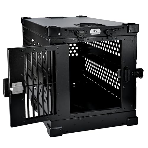 K9 Kennel Boss Aluminum Collapsible Dog Crate, Heavy Duty Folding Kennel - Small (Black) - color: Black, size: 30.6"L x 22.8"W x 25.7"H