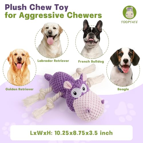 TOOPTATE Squeaky Dog Toy - Plush Interactive Chew Toy for Large, Medium and Small Dogs, Keeps Them Busy (Purple, Medium) - color: Purple, size: Medium
