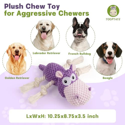 TOOPTATE Squeaky Dog Toy - Plush Interactive Chew Toy for Large, Medium and Small Dogs, Keeps Them Busy (Purple, Medium) - color: Purple, size: Medium