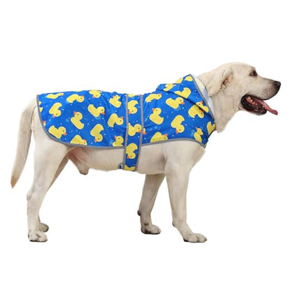Dog Raincoat, Waterproof Dog Rain Jacket with Hood, Adjustable Rain Coat Poncho with Reflective Strips & Leash Hole for Large Medium Small Dogs Puppies, Lightweight Pet Clothes - color: Blue Duck, size: XX-Large