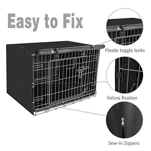 X-ZONE PET Double Door Dog Crate Cover - Polyester Pet Kennel Cover Fits 24 inches Wire Crate, Black - color: Black, size: 24.0"L x 18.0"W x 20.0"H