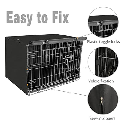 X-ZONE PET Double Door Dog Crate Cover - Polyester Pet Kennel Cover Fits 36 inches Wire Crate, Black - color: Black, size: 36.6"L x 23.0"W x 24.8"H