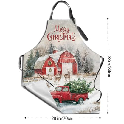 Sweetshow Cute Dog Apron with 2 Pockets and Adjustable Neck Waterproof Kitchen Cooking Dog Grooming Aprons for Women Men - color: Red Truck