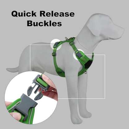 Plutus Pet No Pull Dog Harness, Release at Neck, Soft Padded, Reflective Adjustable Dog Vest Harness for Small, Medium, Large Dogs(Green, XS) - color: Green, size: XS