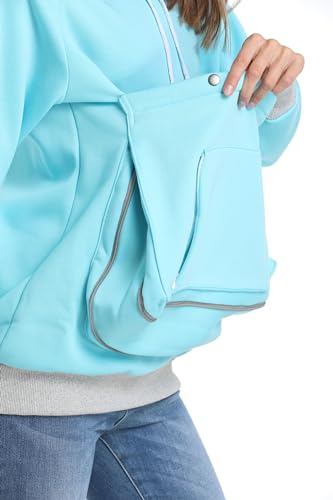 Pet Cat Dog Pouch Hoodie Small Animal Carrier – Kitten Puppy Pouch Sweatshirt Holder Fleece Unisex Hoodies Sky Blue - color: Sky Blue, size: 3X-Large