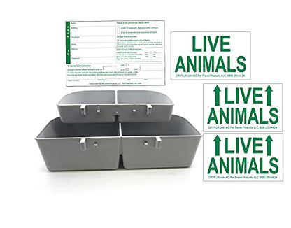 Kennel Travel Kit for Pets - Hook-On Dish & Live Animal Labels (Large) - size: Large (Pack of 1)