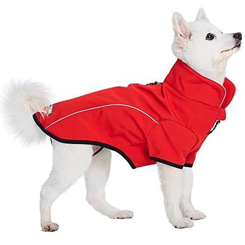 Blueberry Pet Windproof Waterproof Reflective Softshell Dog Jacket, Red, Size 12 - color: Red, size: Size 12