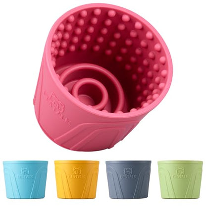 Dog Lick Bowl, Bestalk Anxiety Relief Slow Feeder Dog Lick Mat Treat Dispenser, Non-Slip Licking Bowl Enrichment Toys for Small Medium and Large Breed Dogs, BPA Free Silicone(Rose,M-L) - color: Rose, size: M-L