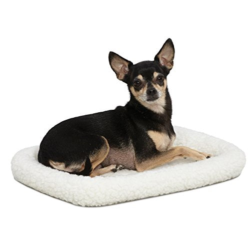 MidWest Homes for Pets QuietTime XXS Dog Bed - White Fleece Bolster, Ultra-Soft and Machine Washable, Fits 18-Inch Crates and Carriers, for Small Dogs and Cats - color: White, size: 18 Inch