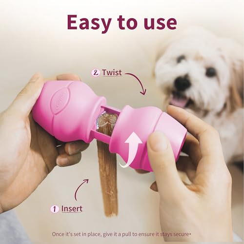 PetClan Chewise Bully Stick Holder, Improved Bully Sticks Holder, Ultimate Secure Heavy Duty, BPA-Free Safety Device to Prevent Choking, Fits Various Bully Sticks and Dog Sizes - color: Pink, size: Standard