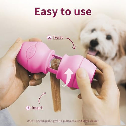 PetClan Chewise Bully Stick Holder, Improved Bully Sticks Holder, Ultimate Secure Heavy Duty, BPA-Free Safety Device to Prevent Choking, Fits Various Bully Sticks and Dog Sizes - color: Pink, size: Standard