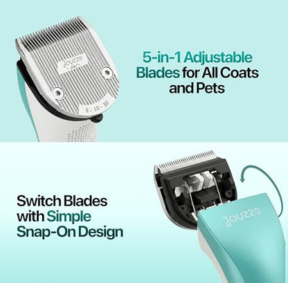 Hornet 5-in-1 Professional Pet Grooming Clipper for Dogs & Cats, Low Noise, Precision Trimmer for Trimming, Shaping & Styling - color: Teal