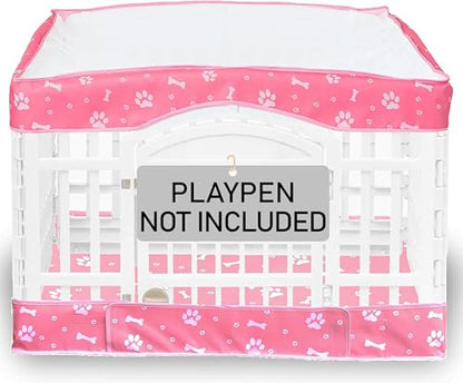 Dog Playpen Bottom Pad and Mesh Top Cover fit 36" x 36“ Puppy Playpen(Fence NOT Included),Reusable for Pet Training,Dog Crate,Waterproof Pet Pee Pads,Whelping,Puppies/Small Dogs,Hoop&Loop Design,Pink - color: 36"-BOTTOM and COVER-PINK