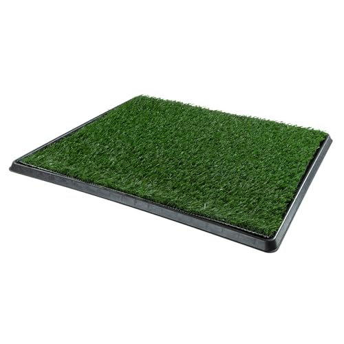Artificial Grass Puppy Pee Pad for Dogs and Small Pets - 20x25 Reusable 4-Layer Training Potty Pad with Tray - Dog House and Pet Supplies by PETMAKER - size: Medium 4-Layer System