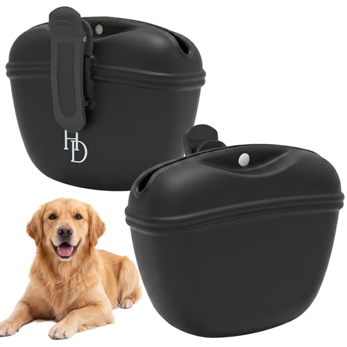Hampton Distribution Silicone Dog Treat Pouch, Black, BPA Free Pet Treat Pouch for Pet Training with Magnetic Closure, Waist Clip & Portable Design
