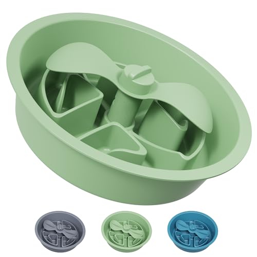 AVERYDAY Slow Feeder Dog Bowls for Large Breed, 2.5 Cups Deep Food Puzzle Bowl with Spinning Slow Feeder Insert, Non-Slip Bottom, Fits for Raised Stand, Hard Maze Design for Medium and Large Dogs - color: Petal Feeder Green, size: 2.5 Cup - Fit 7.5-7.7''
