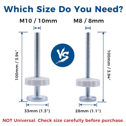 M10 Baby Gate Spindle Rods 4-Pack, Fits 10mm Holes Only, Not for M8, (10mm / 3/8") Extra Long 3.94" Replacement Parts for Pressure Mounted & Pet Safety Gates, White - color: White
