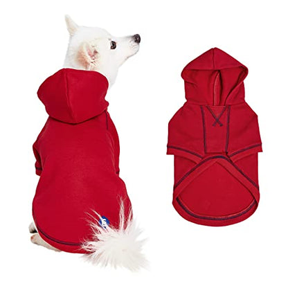 Blueberry Pet Essentials Hoodie – 10″ Soft Cotton‑Blend Mid‑Weight Sweatshirt with Hood, Award‑Winning Small‑Dog Jacket - color: Dog Hoodie - Red, size: 10 inch (Pack of 1)