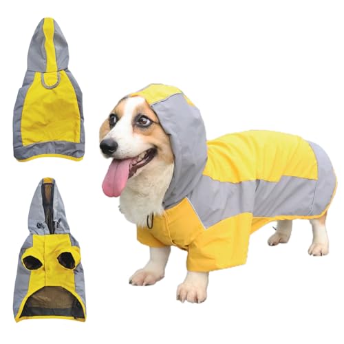 Dog Raincoat, Water Resistant, Adjustable, Cool Design (Yellow, Medium) - color: Yellow, size: Medium