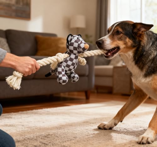 Indestructible Bear Dog Rope Toy with Rope for Aggressive Chewers, Tug of War Dog Toy Durable Chew-Resistant Interactive Ball for All Breeds (Grey Bear) - color: Grey Bear