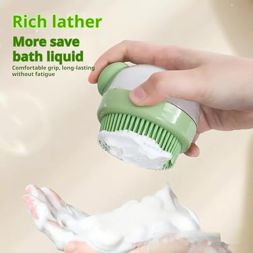 2 PCS Dog Bath Scrubber Brush with Soap & Shampoo Dispenser, Soft Silicone Bristles Pet Grooming Massage Shampoo Brush for Long and Short Haired Dogs and Cats, Shower Bath Tool