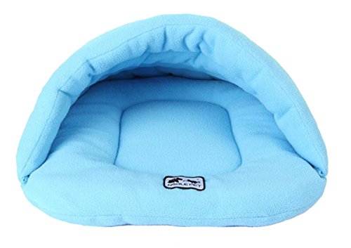 Gullor Winter Warm Comfortable Pet Dog Cat Rabbit Cushion Half Covered Bed Sleeping Bag - Sky Blue (M) - color: Sky Blue, size: M
