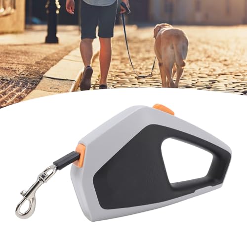 Yosoo Health Gear Retractable Dog Leash, 5m Nylon Rope Pet Leash with One Handed Brake, Pause, Lock for Outdoor Walking and Training (Grey Black) - color: Grey Black