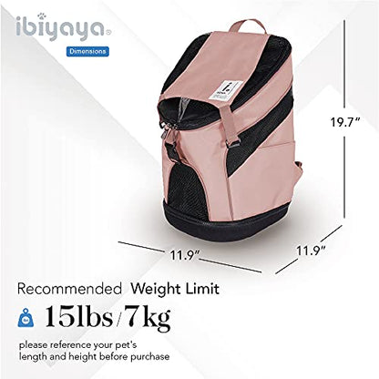 ibiyaya - Airline Approved Pet Carrier for Small to Medium Dogs and Cats - Dog Backpack Carrier, Breathable Mesh Material with Magnetic Buttons, Side Pockets, and Auto-Lock Zipper - Coral Pink