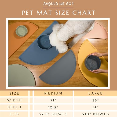 Should We Go? Waterproof Silicone Dog Food Mat – Large Size Non-Slip Pet Bowl Mat, Raised Edge Design, Easy-to-Clean Pet Food Placemat for Dog & Cat Bowls, 28" Across x 14" Deep - Spruce - color: Spruce, size: Large