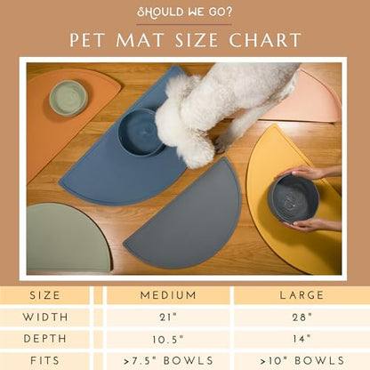 Should We Go? Waterproof Silicone Dog Food Mat – Large Size Non-Slip Pet Bowl Mat, Raised Edge Design, Easy-to-Clean Pet Food Placemat for Dog & Cat Bowls, 28" Across x 14" Deep - Spruce - color: Spruce, size: Large