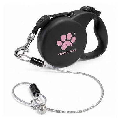Chew Proof Retractable Dog Leash for Medium Dogs up to 44lbs, 16ft Heavy Duty Dog Lead with Anti-Chewing Steel Wire Rope, Tangle-Free, One-Hand Brake & Lock, Black M - color: Black, size: Medium