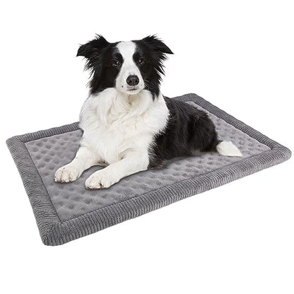 Large Dog Crate Pad 36 inch Gray Memory Foam Dog Kennel Bed Soft Flannel Washable Anti Slip Puppy Sleeping Mat,Grey - color: Grey, size: Large