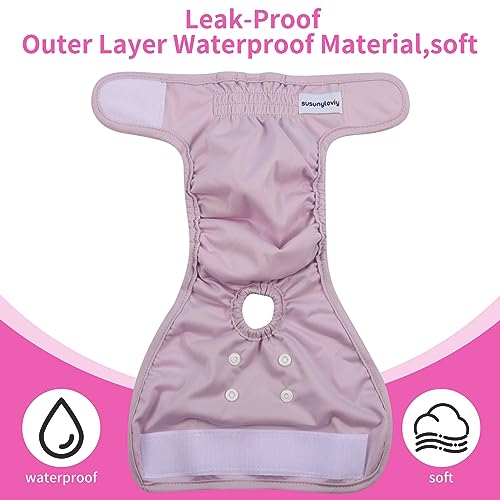 Washable Female Dog Diapers for Medium Dogs,Pack of 4 Reusable Doggie Diapers Super Absorbent Dogs Pants in Period,Heat Cycle,Incontinence,Excitable Urination,Large - size: Large